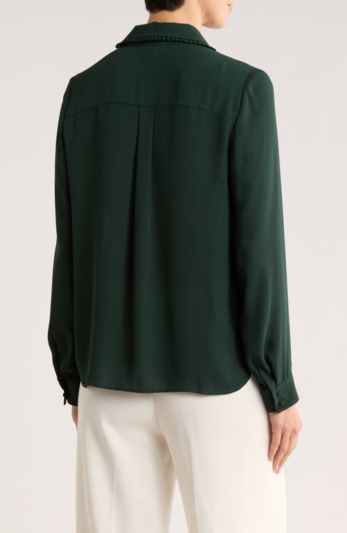 Gemma + Jane Lace Trim Button-up Shirt In Green