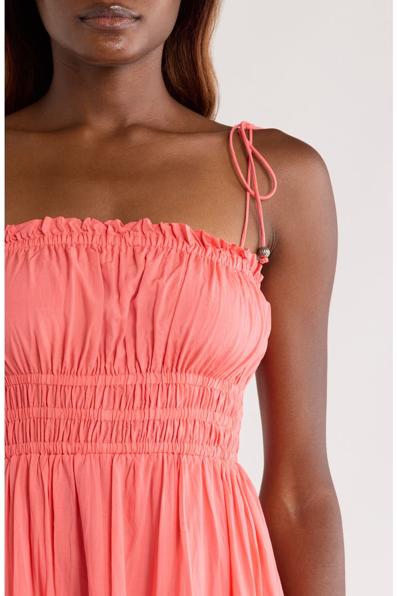 Smocked Cover-Up Midi Dress, Alternate, color, CORAL