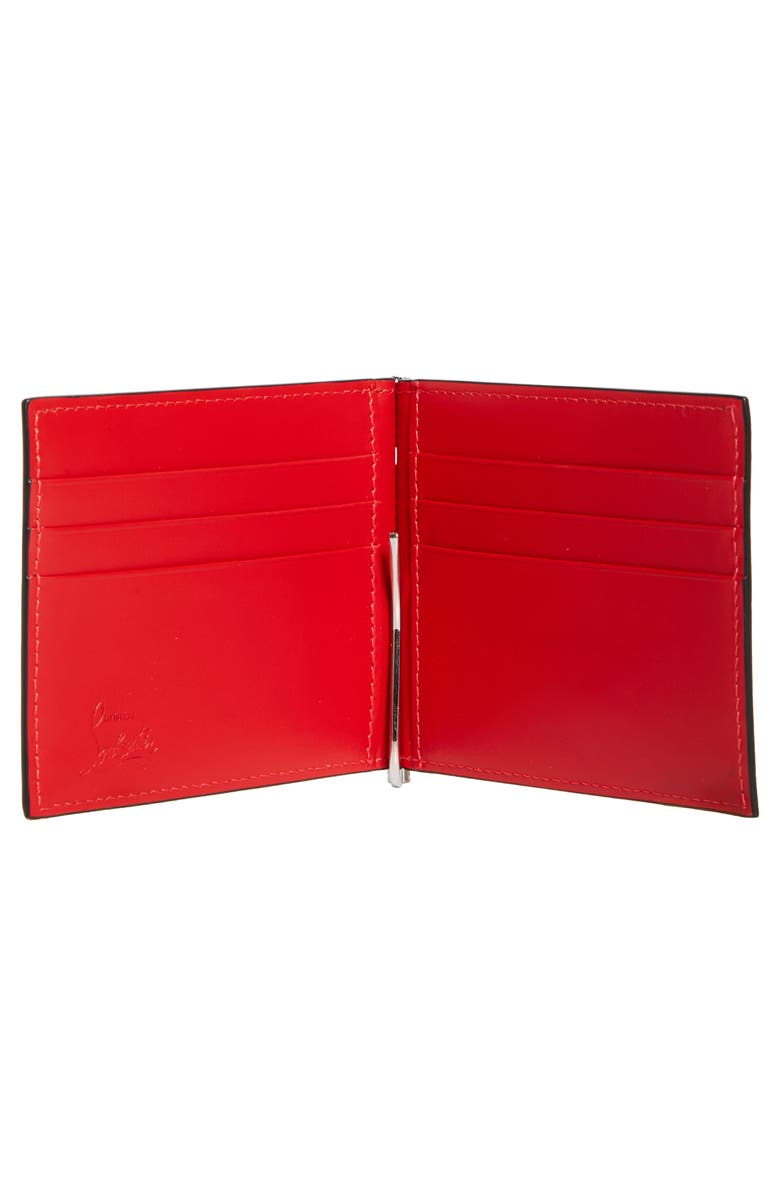 Christian Louboutin Canopy Leather Bifold Wallet with Money Clip, Alternate, color, Loubi/ Gun Metal