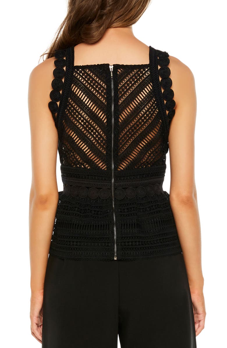 Bardot Delilah Lace Peplum Sleeveless Blouse, Alternate, color,