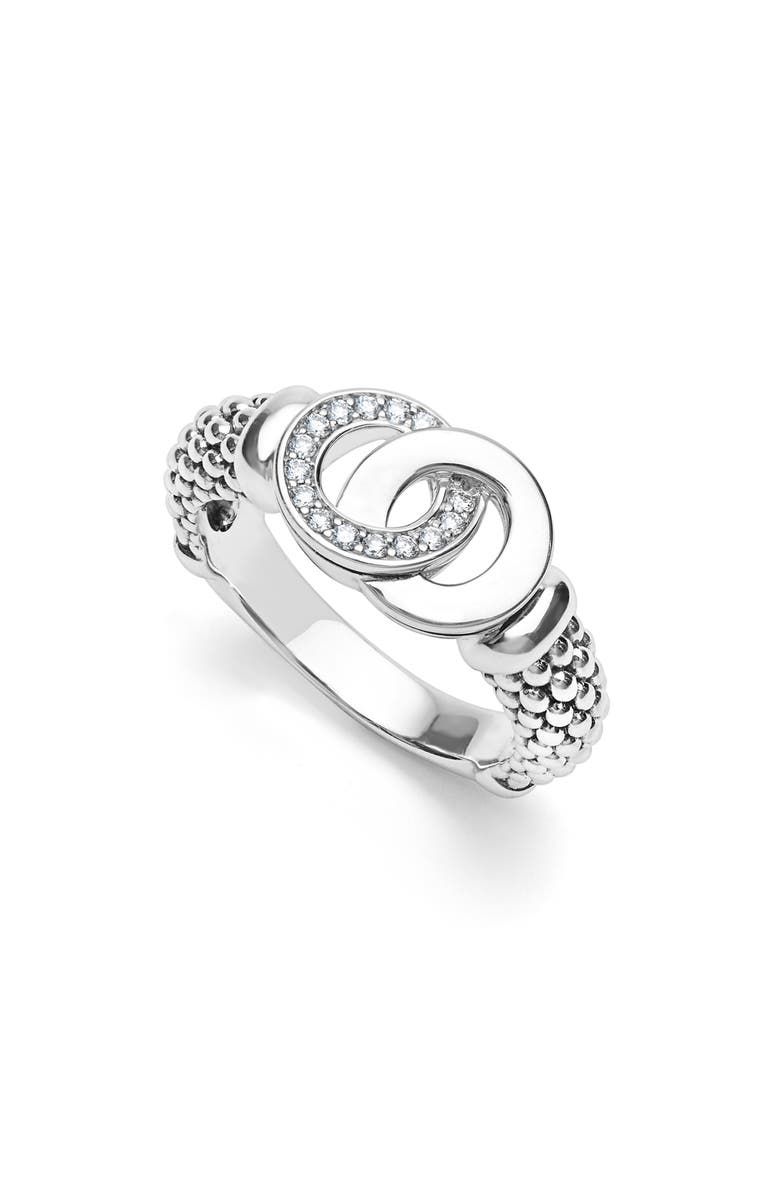 LAGOS Signature Caviar Interlocking Diamond Ring, Main, color, Silver