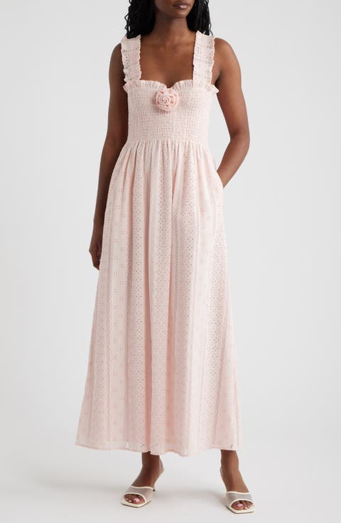 Rosetta Nap Smocked Bodice Cotton Broderie Anglaise Sundress