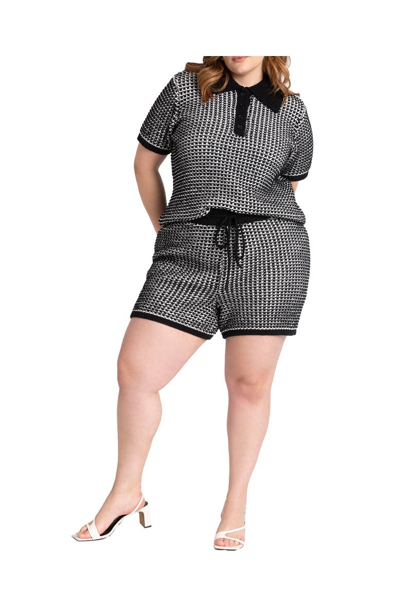 ELOQUII Knitted Short, Main, color, Cream And Black