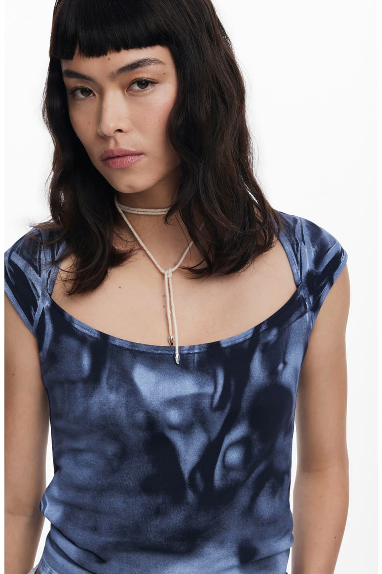 Printed Abstract T-Shirt, Alternate, color, BLUE