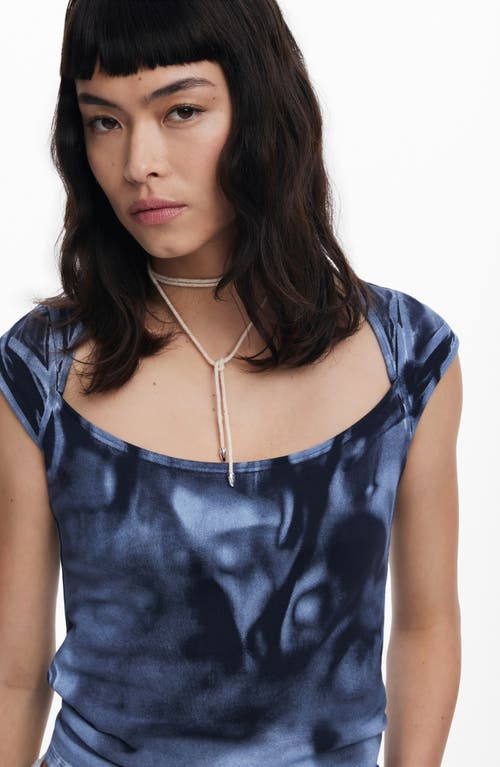 Desigual Printed Abstract T-shirt In Blue