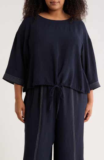 Adrianna Papell Topstitched Woven Top