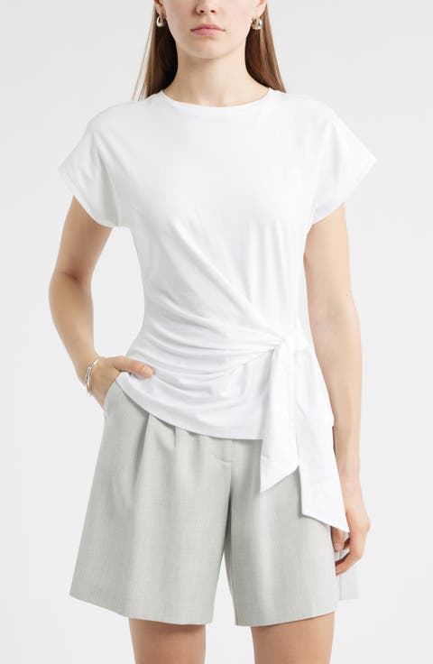 Tie Front Pima Cotton Dolman T-Shirt