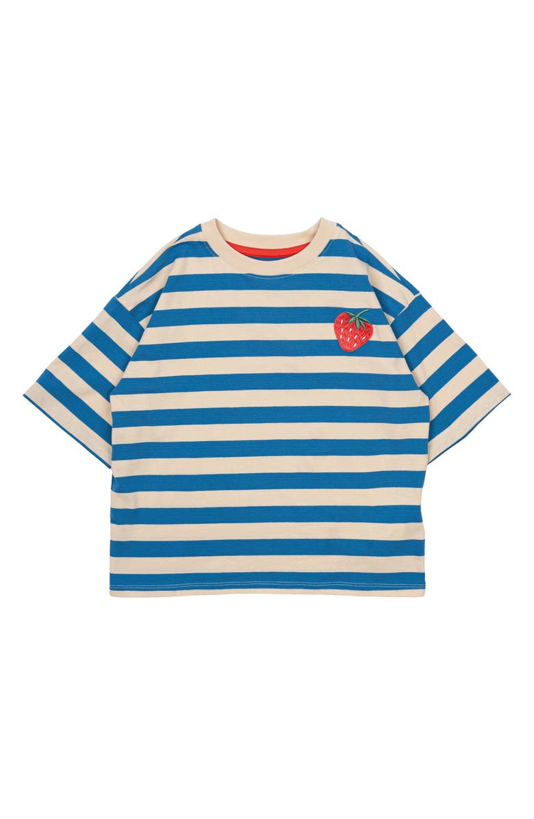 THE NEW Kids' Stripe Strawberry Embroidered Organic Cotton T-Shirt, Main, color, 