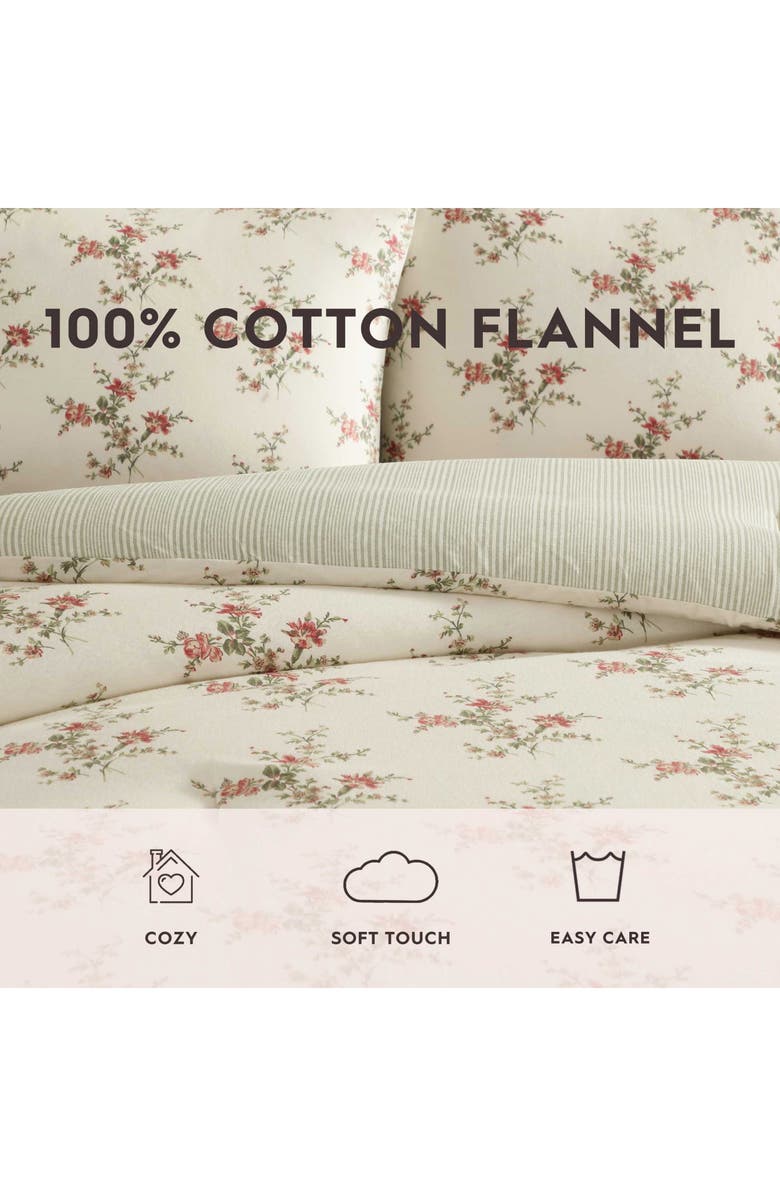 Laura Ashley Jessika Flannel Comforter & Sham Set, Alternate, color, Light/ Red