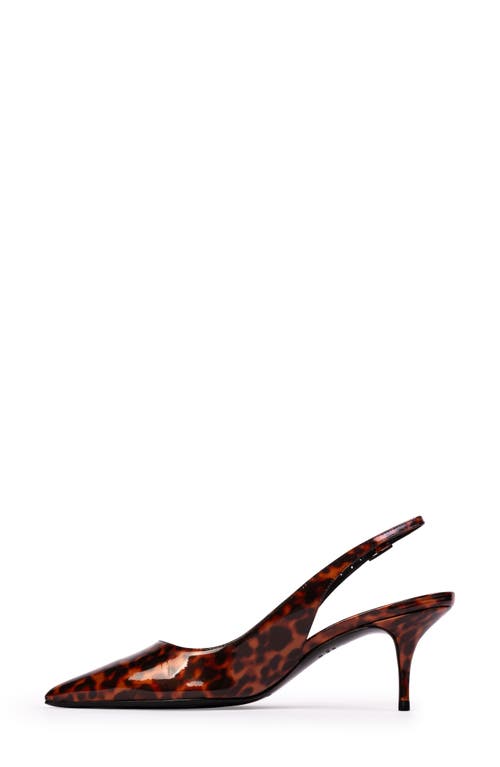 Black Suede Studio Alloy Pointed Toe Slingback Pump In Tortoise Patent