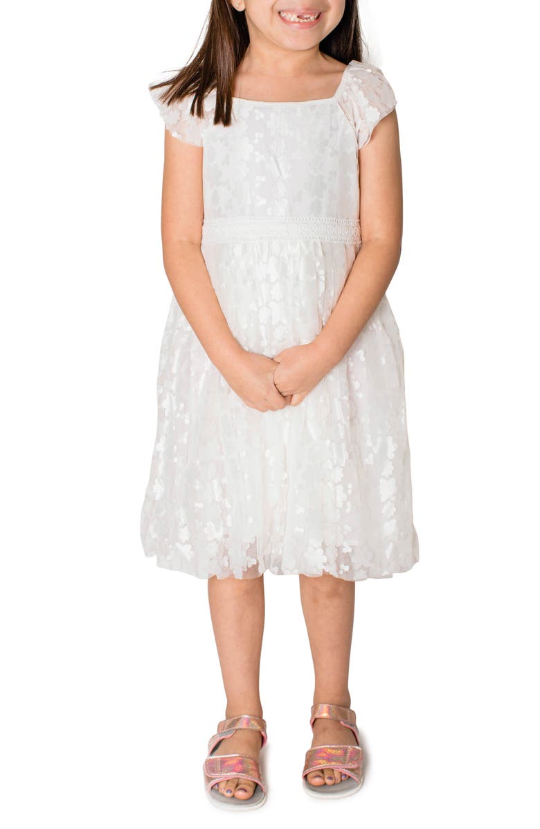 Popatu Kids' Floral Overlay Flutter Sleeve Dress, Alternate, color, 
