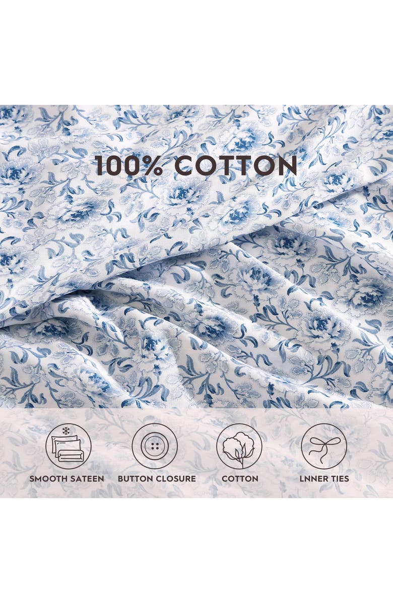 Laura Ashley Lorelei Floral Cotton Sateen Duvet Cover Set, Alternate, color, 