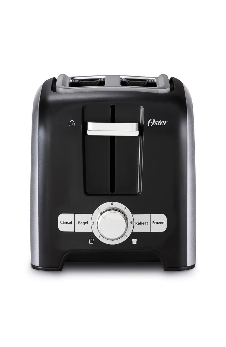 OSTER 2 Slice Toaster with Extra-Wide Slots in Brushed Stainless Steel, Alternate, color, Black