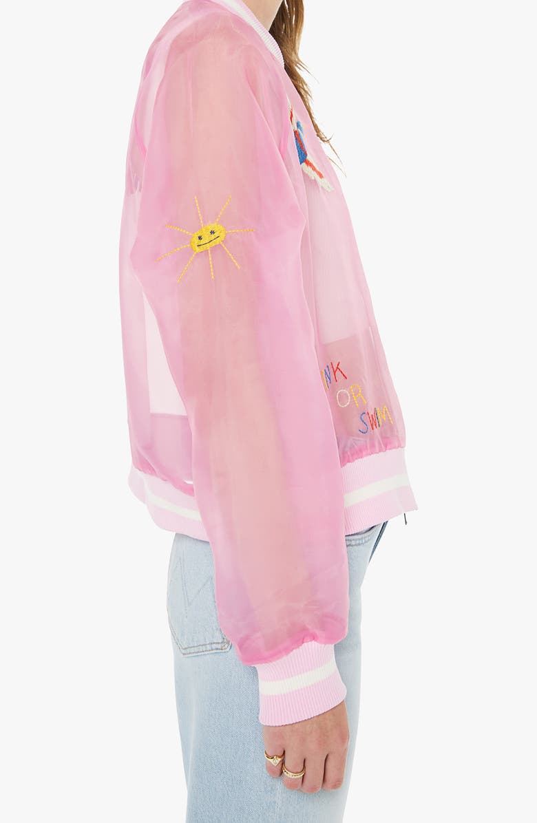 MOTHER The Mozzy Embroidered Sheer Bomber Jacket, Alternate, color, Sight Unseen