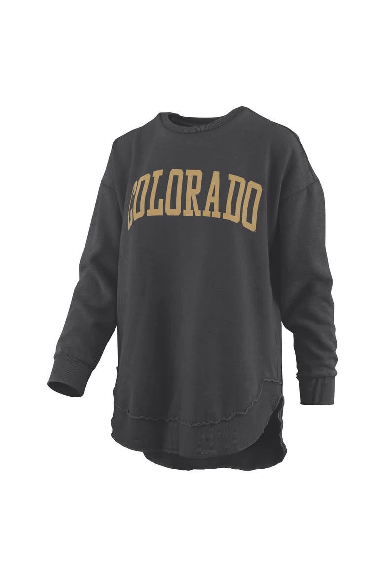 Women's Pressbox  Black Colorado Buffaloes Melange Poncho Vintage Fleece Long Sleeve Pullover Sweatshirt, Alternate, color, Black