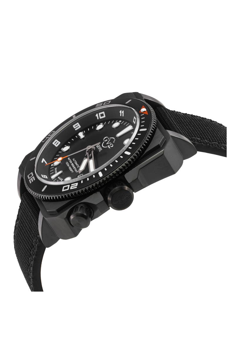 XO Submarine Canvas Strap Watch, 44mm, Alternate, color, BLACK
