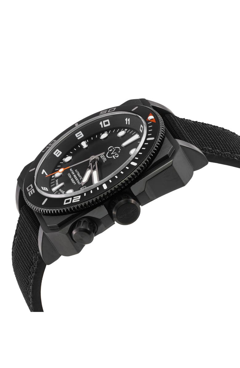 GV2 XO Submarine Canvas Strap Watch, 44mm, Alternate, color, Black