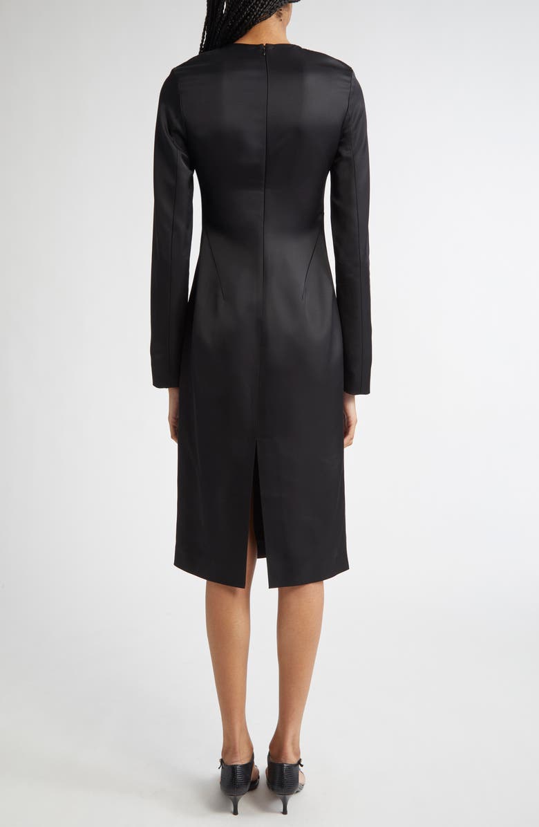 TOTEME Lean Long Sleeve Satin Midi Dress, Alternate, color, Black