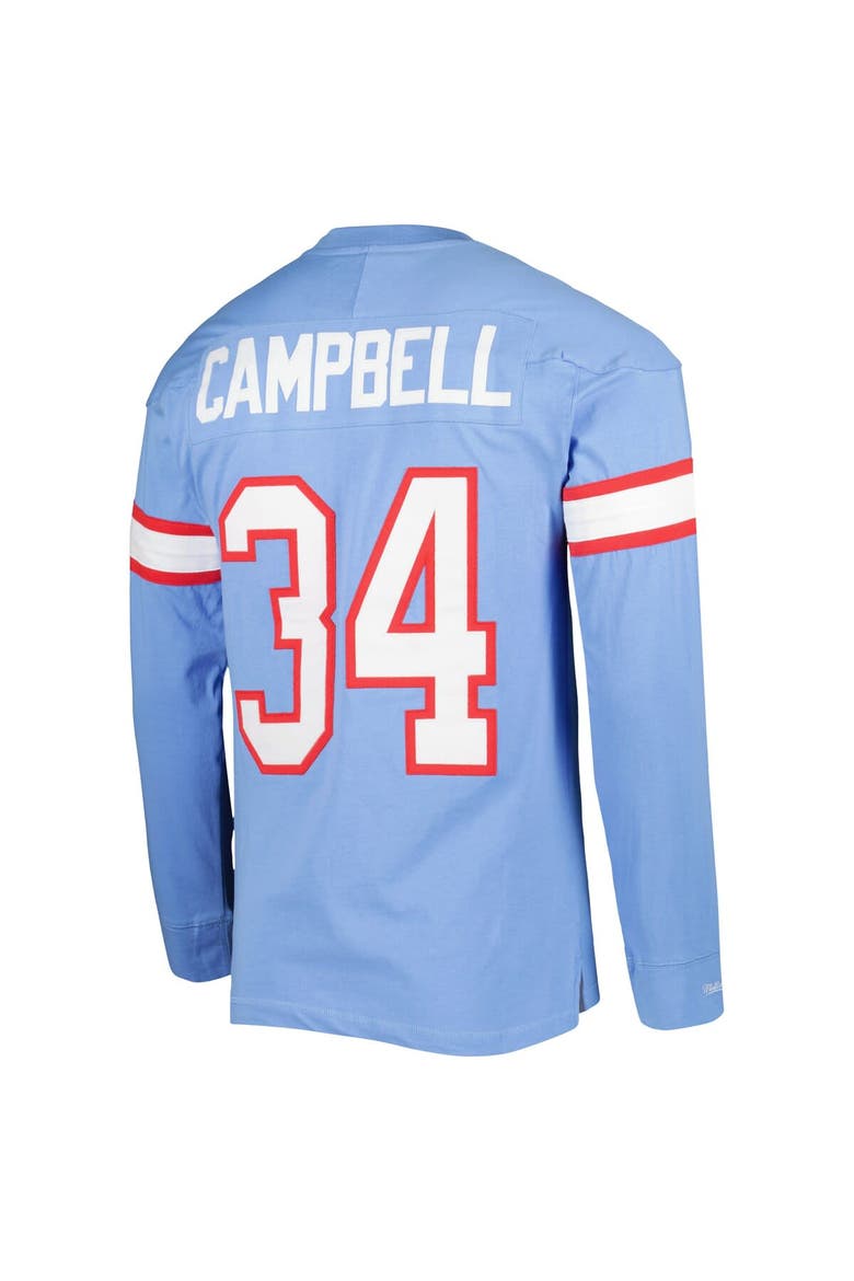 Men's Mitchell & Ness Earl Campbell Light Blue Houston Oilers 1984 Retired Player Name & Number Long Sleeve T-Shirt, Alternate, color, Light Blue