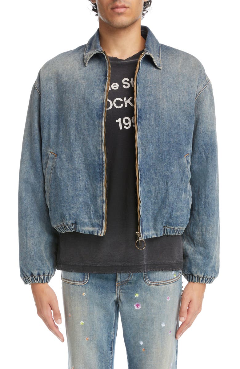 Acne Studios Denim Bomber Jacket, Main, color, 