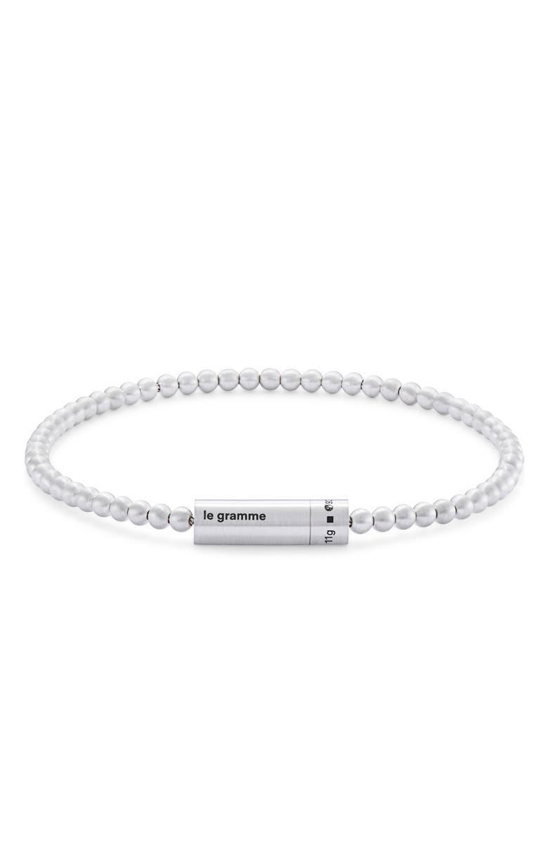 le gramme Men's 11G Brushed Sterling Silver Beaded Bracelet, Main, color,