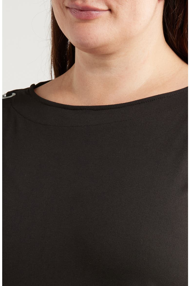 Grommet Cold Shoulder Jersey Top, Alternate, color, BLACK