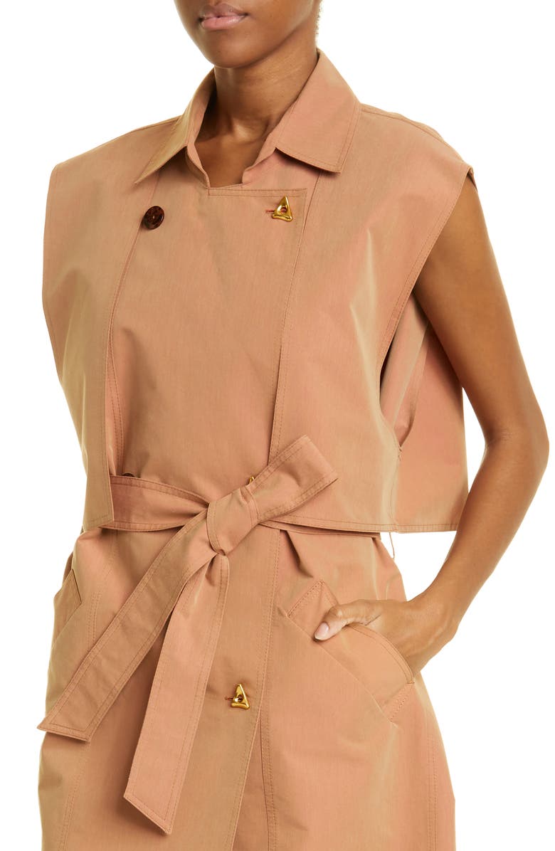 AERON Delray Tie Waist Waterproof Trench Vest, Alternate, color, 