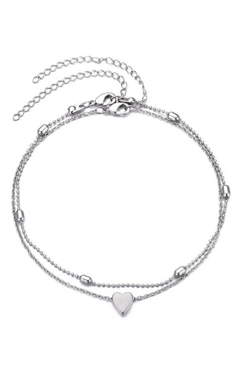 Set of 2 Heart & Station Anklets