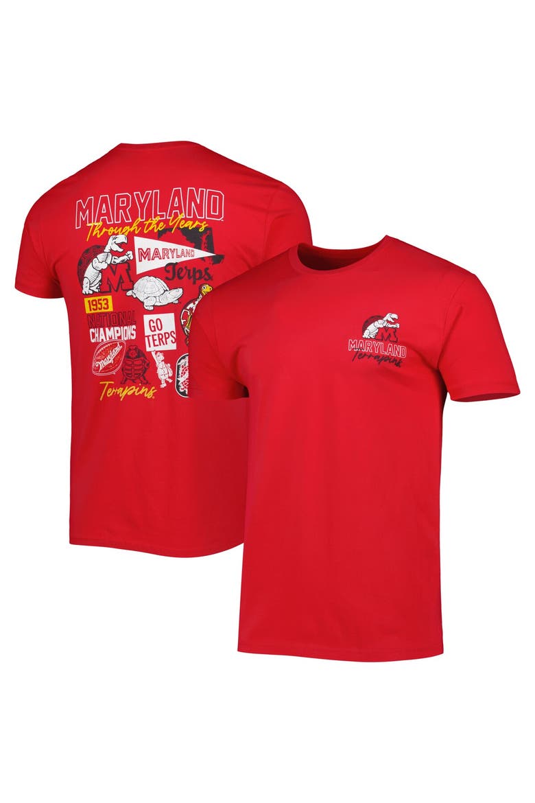 Men's Red Maryland Terrapins Vintage Through the Years 2-Hit T-Shirt, Alternate, color, Red