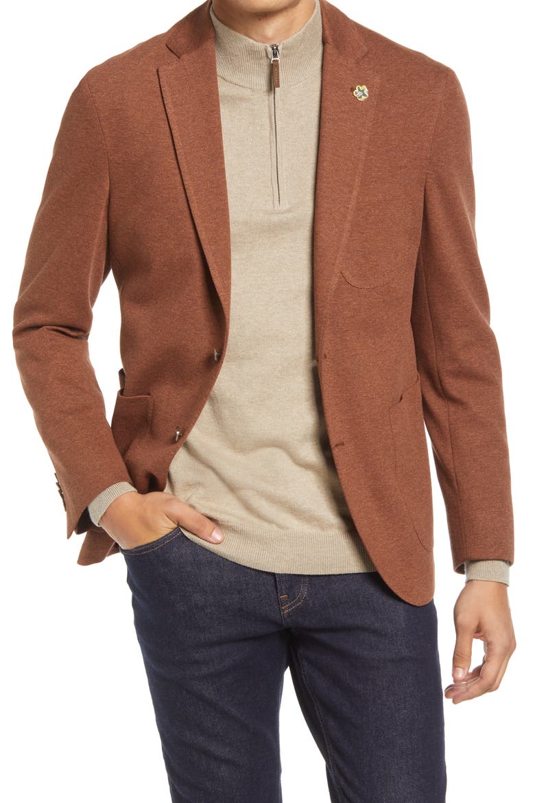 Tom Heathered Knit Sport Coat, Main, color, MED BROWN