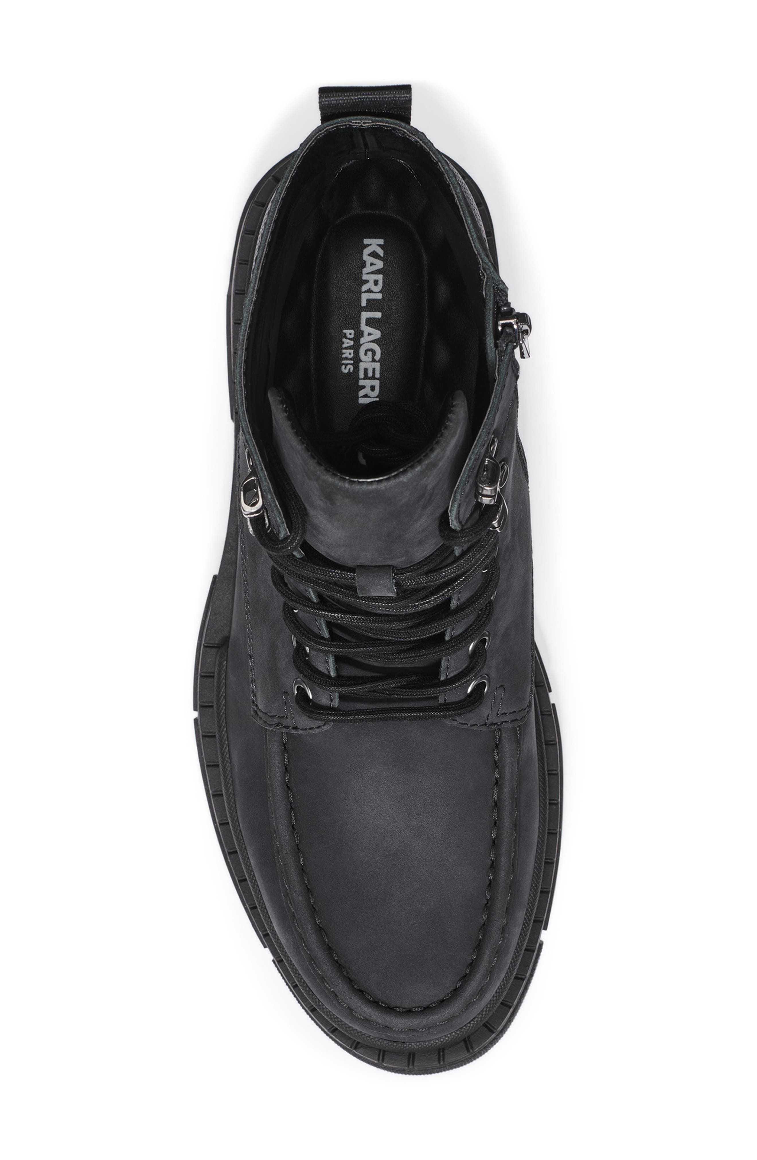 KARL LAGERFELD PARIS Sawtooth Sole Boot, Alternate, color, Black