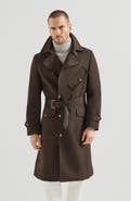 Brunello Cucinelli Water-resistant microfiber motorcyle trench with nappa leather inserts