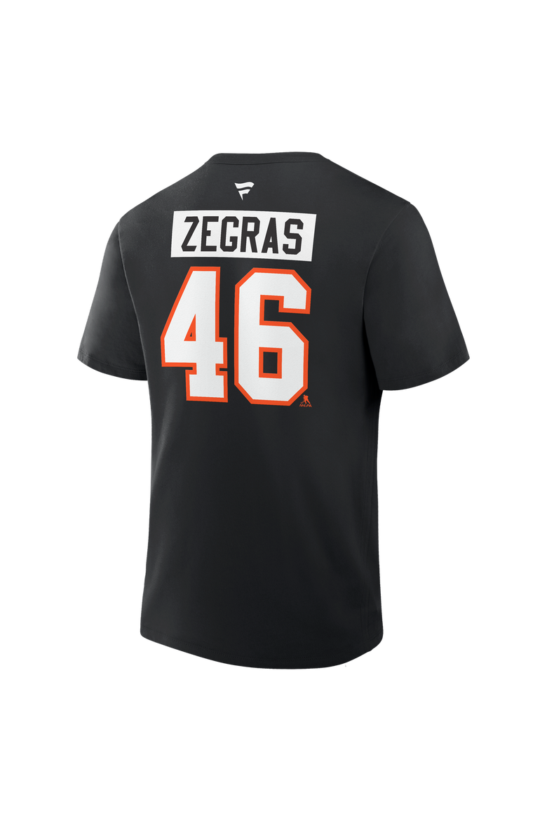 Men's Fanatics Trevor Zegras Black Philadelphia Flyers Authentic Stack Name & Number T-Shirt, Alternate, color, Black