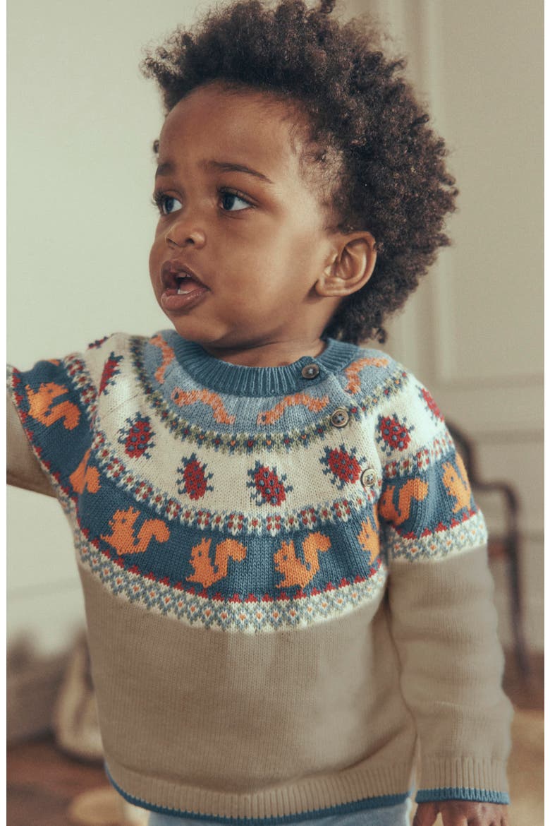 Fair Isle Cotton Sweater & Leggings Play Set, Alternate, color, MULTI WOODLAND