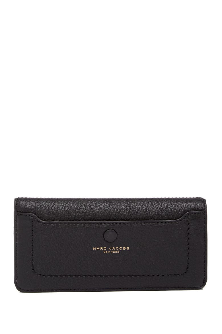 Open Face Leather Wallet, Main, color, BLACK