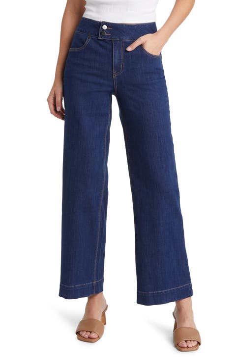 Two-Button High Waist Wide Leg Jeans (Quinlin)