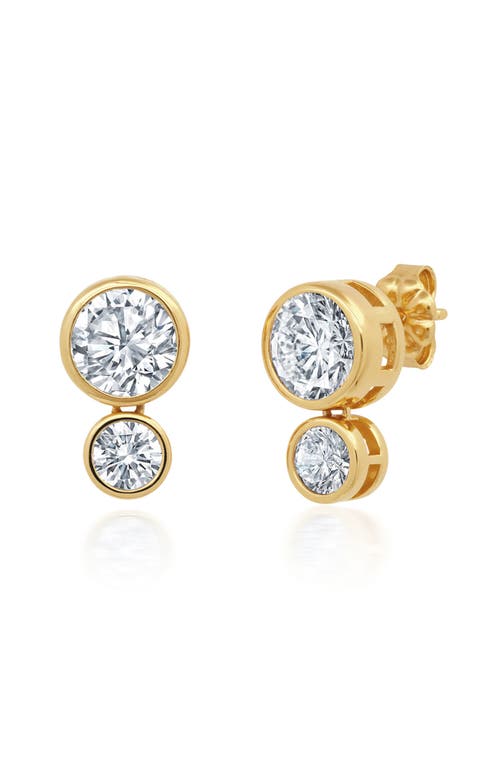 Crislu Brilliant-cut Cubic Zirconia Double Stud Earrings In Gold