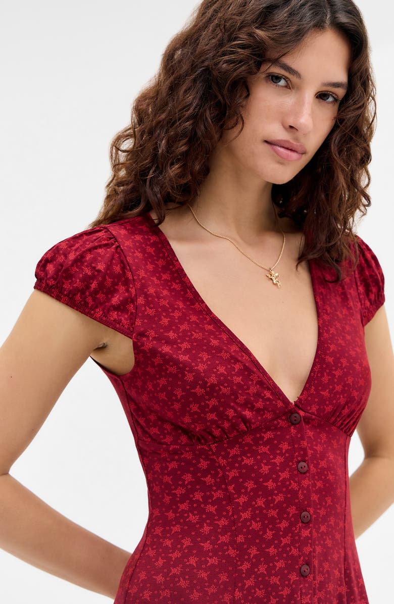 BDG Urban Outfitters Kiki Polka Dot Fit & Flare Dress, Alternate, color, Red Ditsy