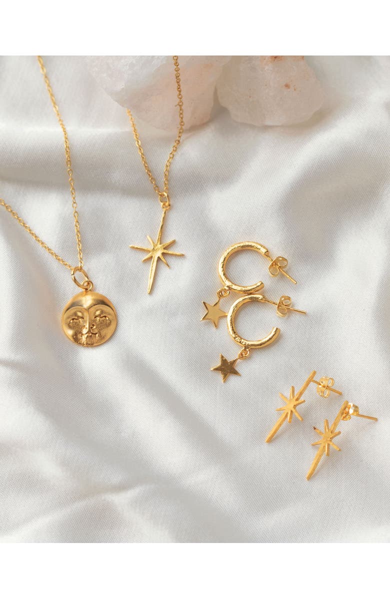 Ottoman Hands Star Charm Hoop Earrings, Alternate, color, Gold