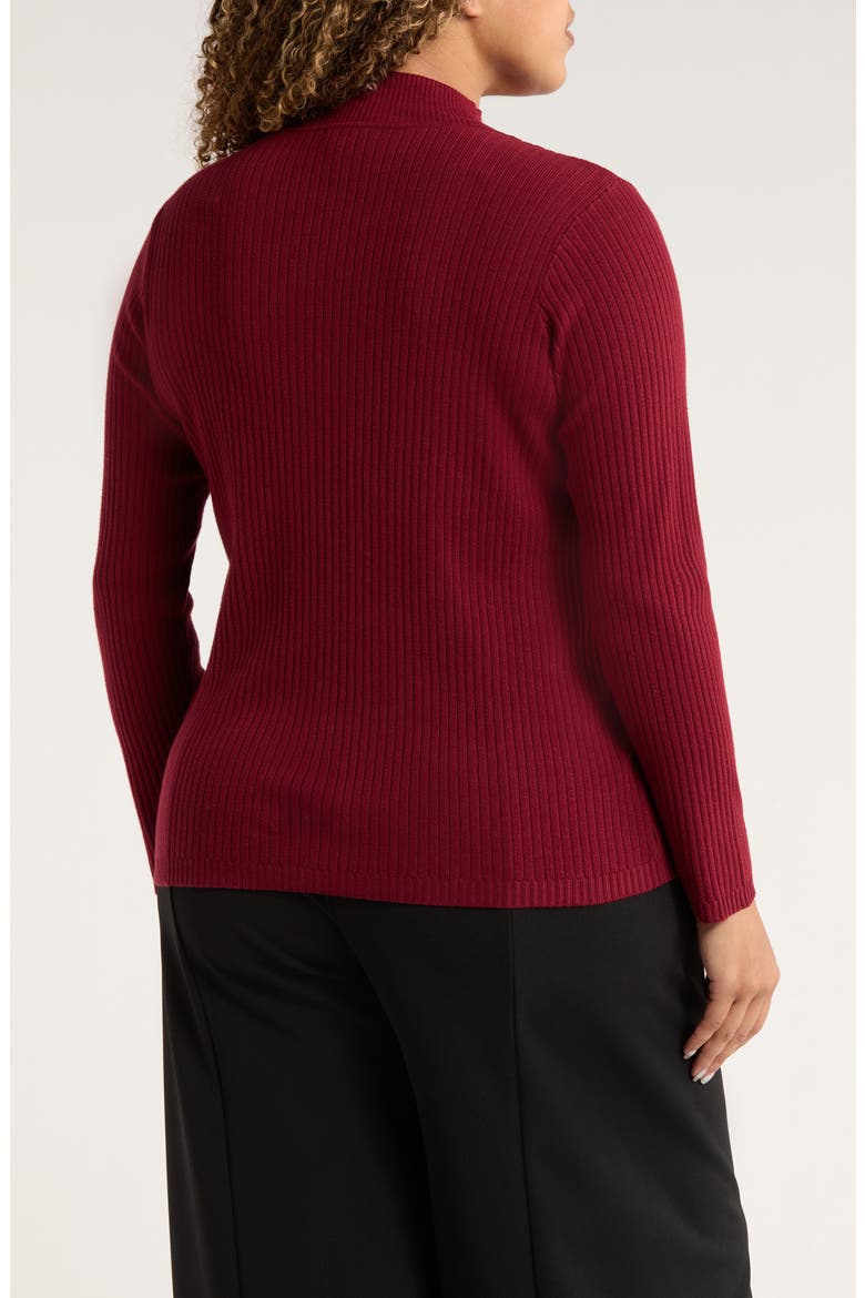 Sutton Mock Neck Long Sleeve Cotton Blend Sweater, Alternate, color, BORDEAUX