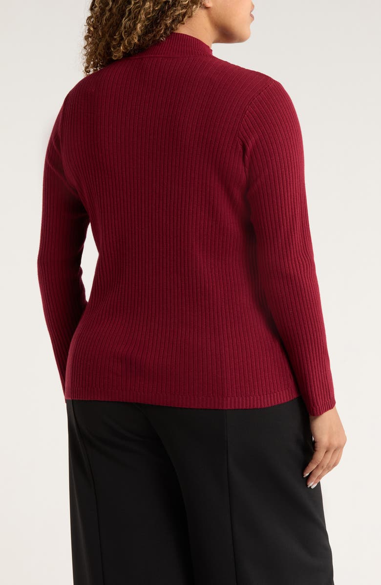 Jones New York Sutton Mock Neck Long Sleeve Cotton Blend Sweater, Alternate, color, Bordeaux
