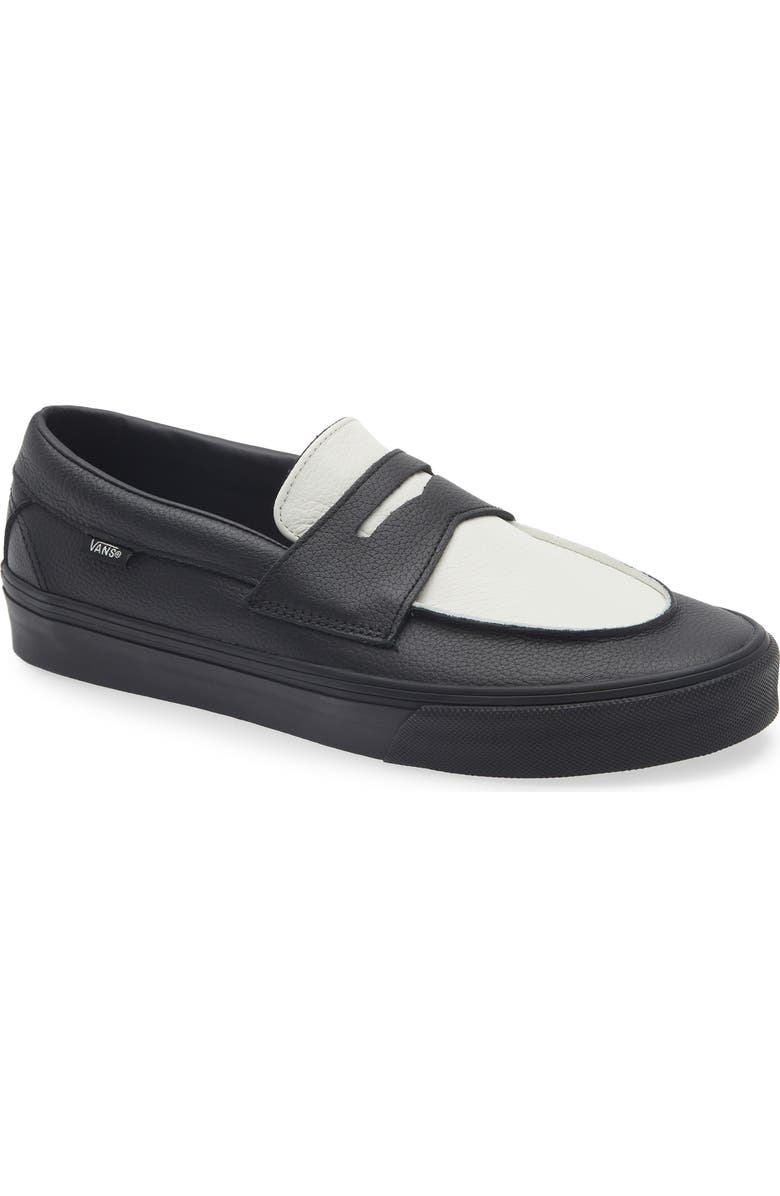 Vans Two-Tone Leather Penny Loafer, Main, color, Leather Black/Marshmallow