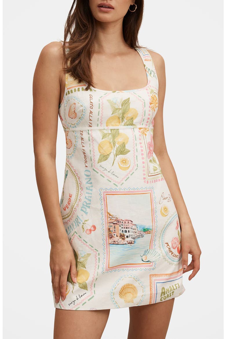 Hadley Cutout Ruched Back Mini Sundress, Alternate, color, SOFT AMALFI