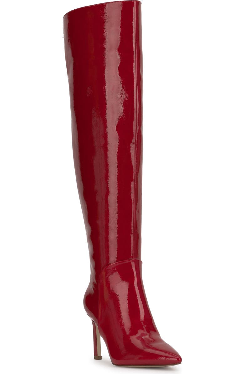 Jessica Simpson Earon Pointed Toe Over the Knee Boot, Main, color, Red Muse Patent
