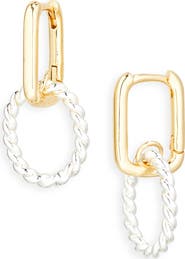 NORDSTROM RACK Twisted Link Drop Huggie Hoop Earrings