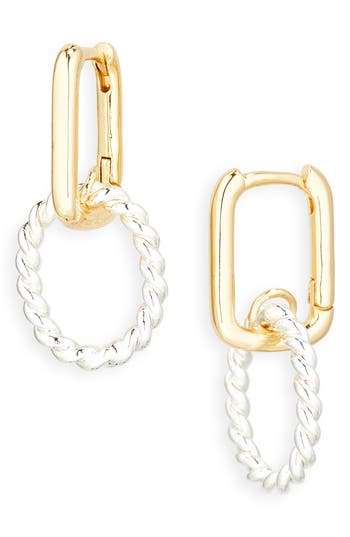 Nordstrom Rack Twisted Link Drop Huggie Hoop Earrings In Multi
