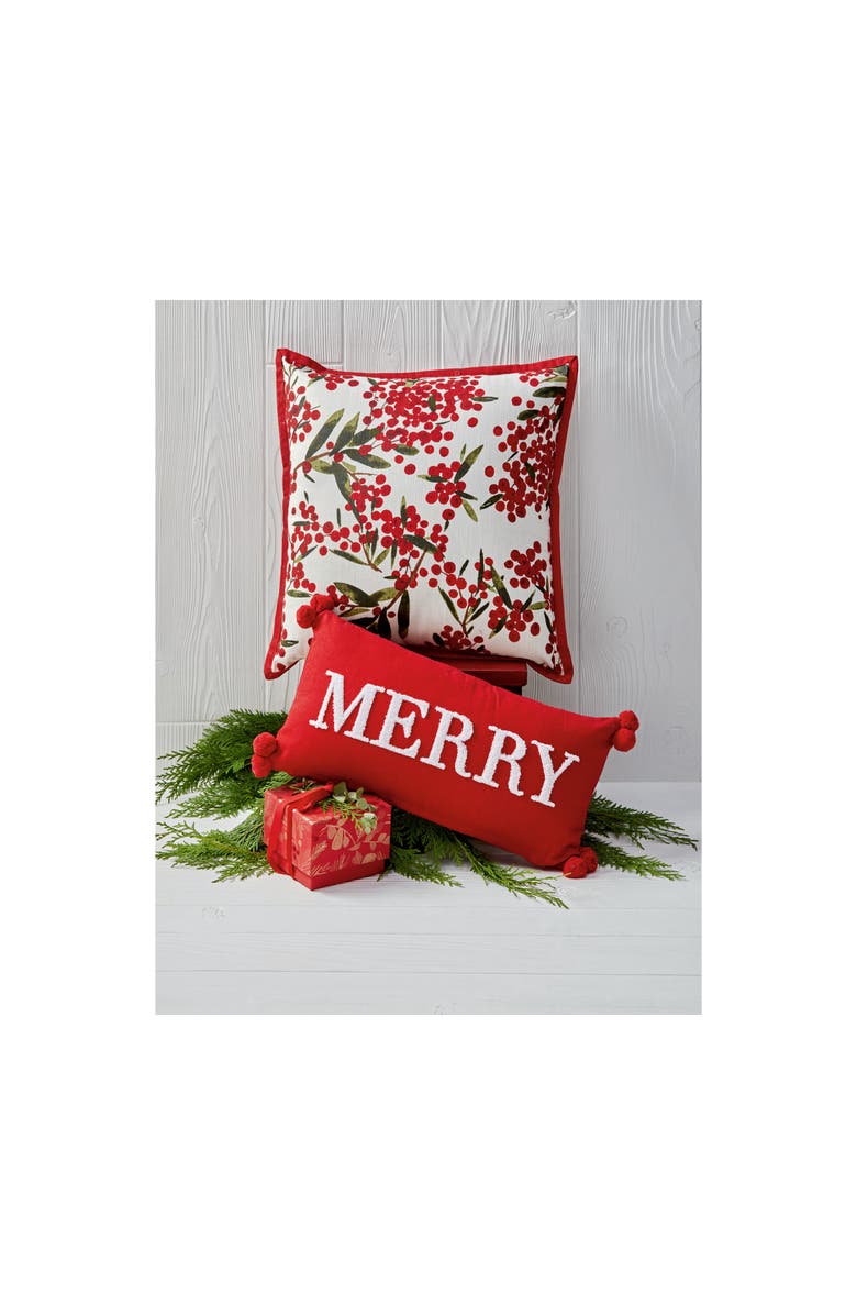 tag Sprig Multicolor Cotton Throw Pillow Machine Washable Christmas, Alternate, color, 