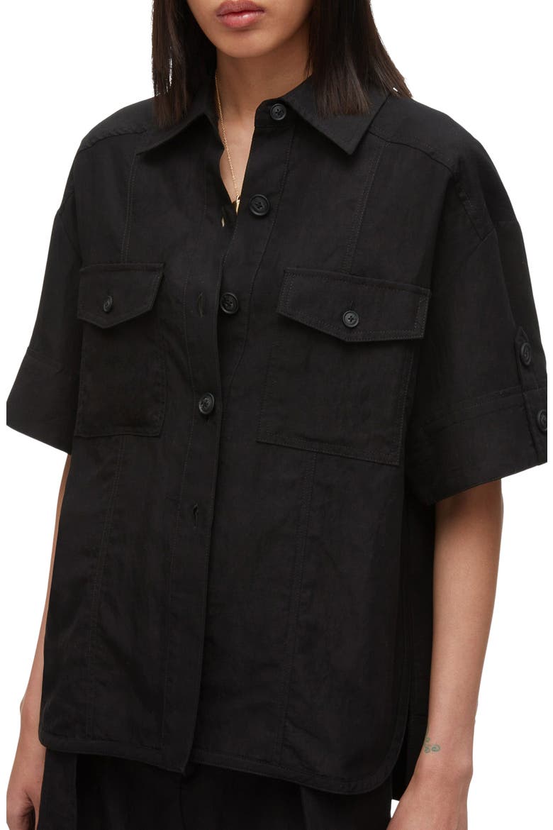 Oversized Camp Shirt, Alternate, color, BLACK