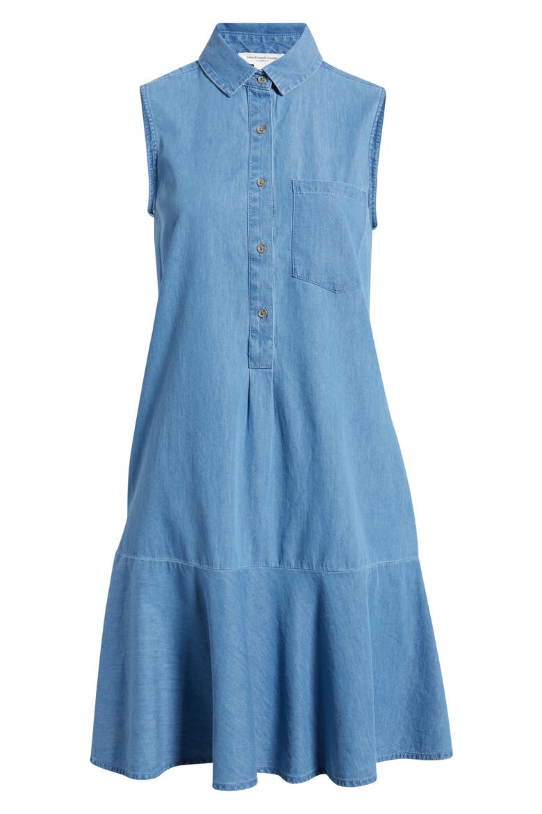 Zurina Sleeveless Cotton Chambray Shirtdress, Alternate, color, MEDIUM WASH