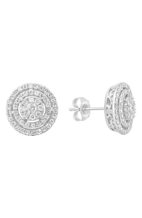 Lab Grown Diamond Sterling Silver Stud Earrings